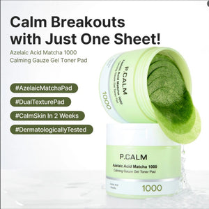P.Calm Azelaic Acid Matcha 1000 Calming Gauze Gel Toner Pad