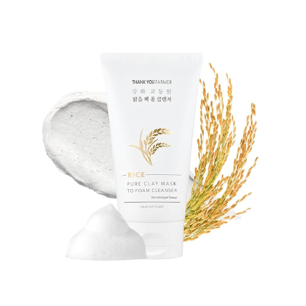 Thank You Farmer Rice Pure Clay Mask to Foam Cleanser 150ml