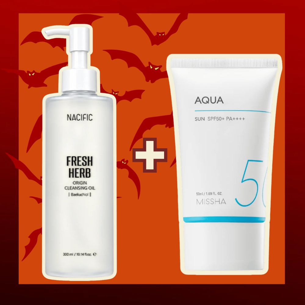 1+1 Nacific Bakuchiol Cleansing Oil + Missha Aqua Sun SPF 50+