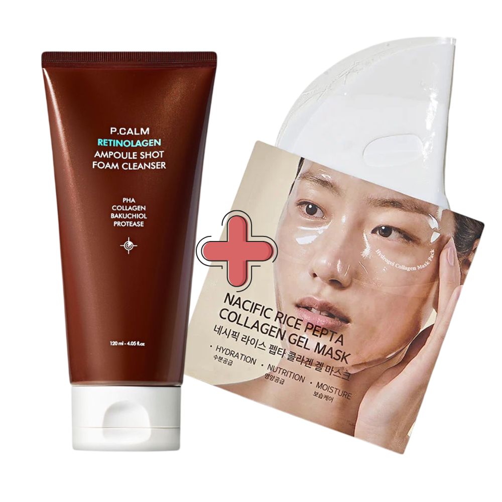 1+1 P.Calm Retinolagen Foam Cleanser + Nacific Rice Pepta Collagen Gel Mask