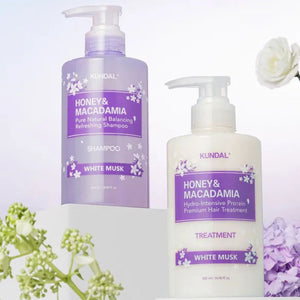 KUNDAL Honey & Macadamia White Musk Edition ( Shampoo + Treatment) 500ml Set