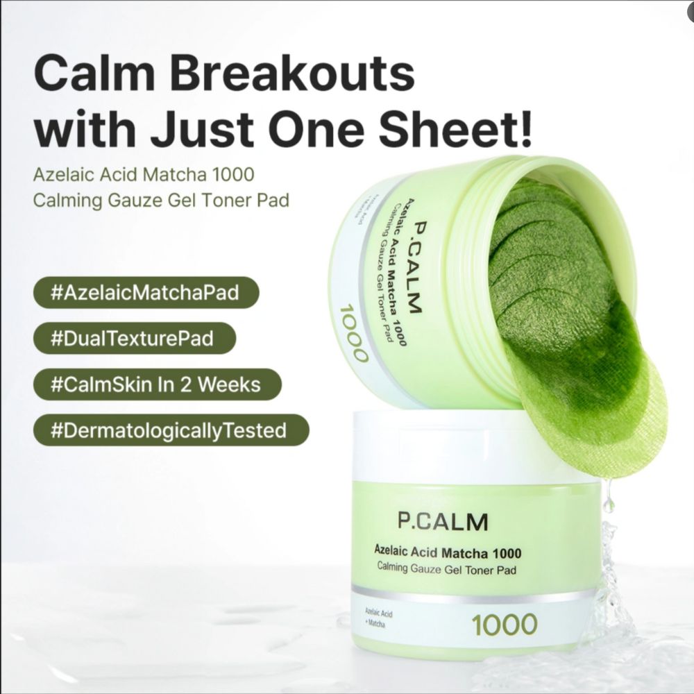 P.Calm Azelaic Acid Matcha 1000 Calming Gauze Gel Toner Pad
