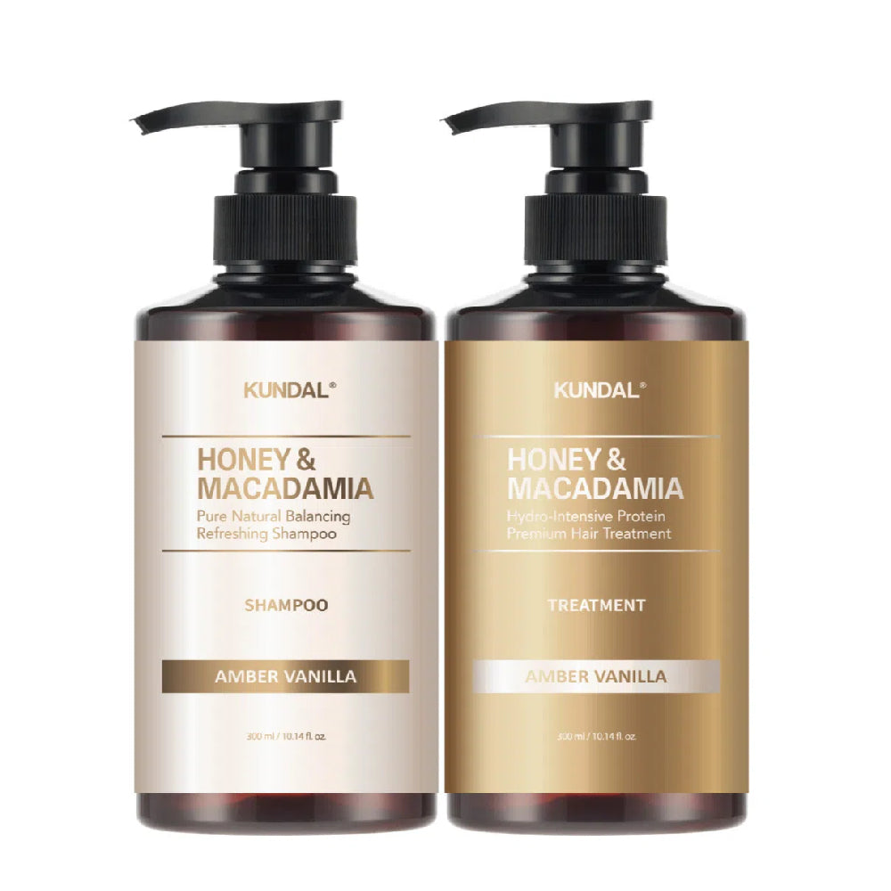 Kundal Honey & Macadamia Shampoo & Treatment Set Amber Vanilla 300ml