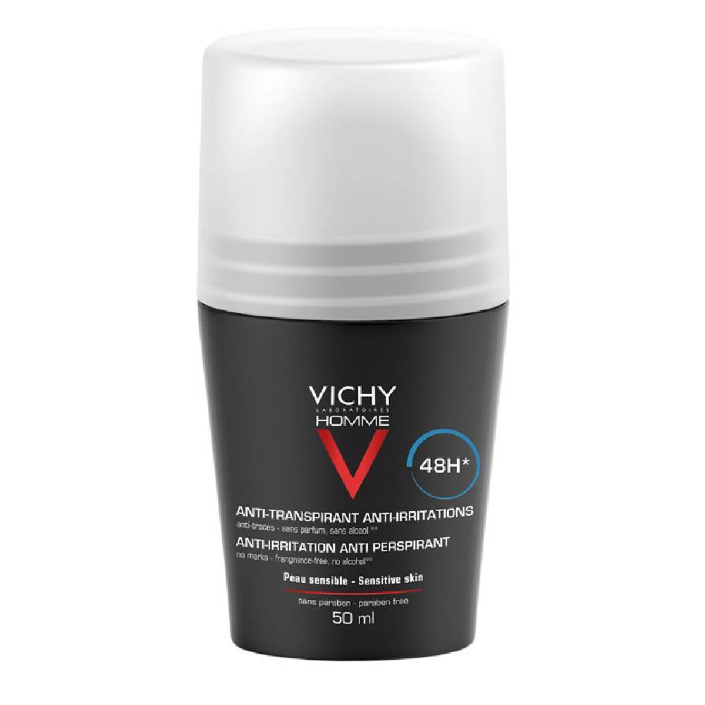 Vichy Homme Sensitive Skin 48hr Roll-On Deodorant for Men