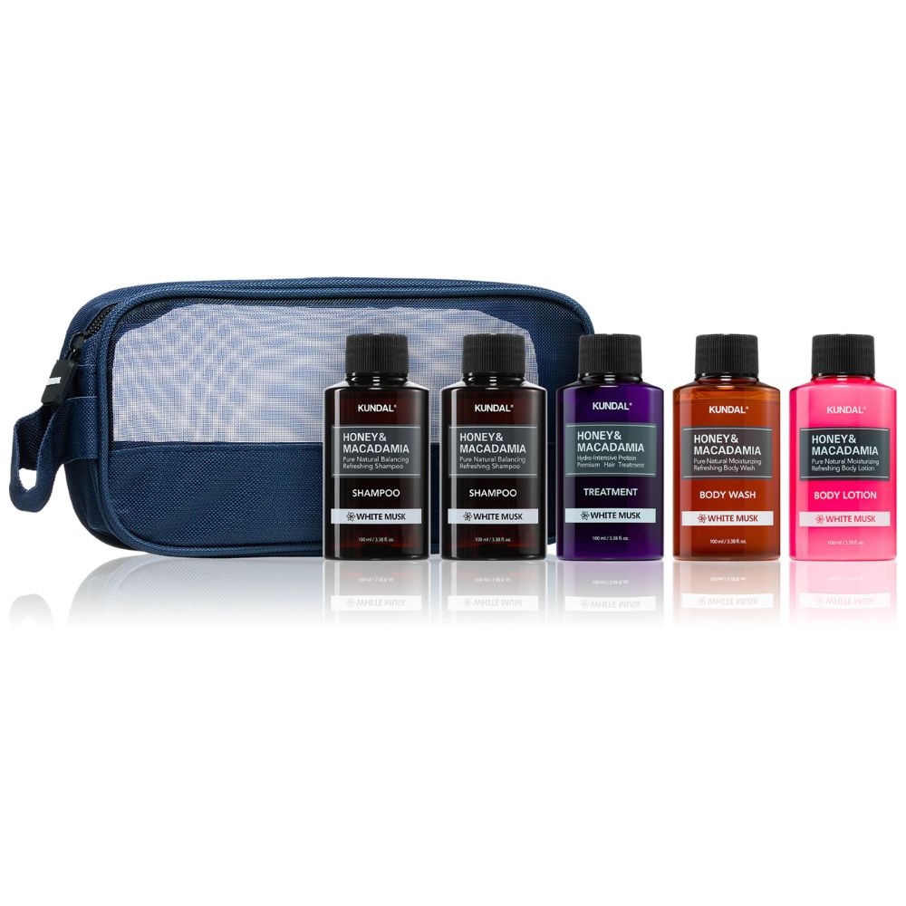 Kundal Honey & Macadamia White Musk Travel Set - Body & Hair
