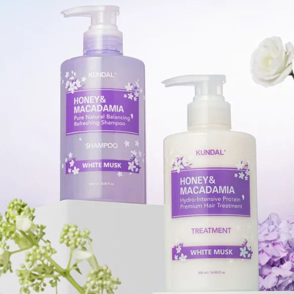 KUNDAL Honey & Macadamia White Musk Edition ( Shampoo + Treatment) 500ml Set